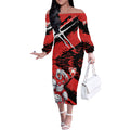 Sydney Swans Football Club Off The Shoulder Long Sleeve Dress Swans Muscular Mascot Graphic - Abstract Paint Splatter Art