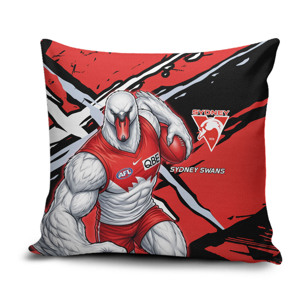 Sydney Swans Football Club Pillow Cover Swans Muscular Mascot Graphic - Abstract Paint Splatter Art