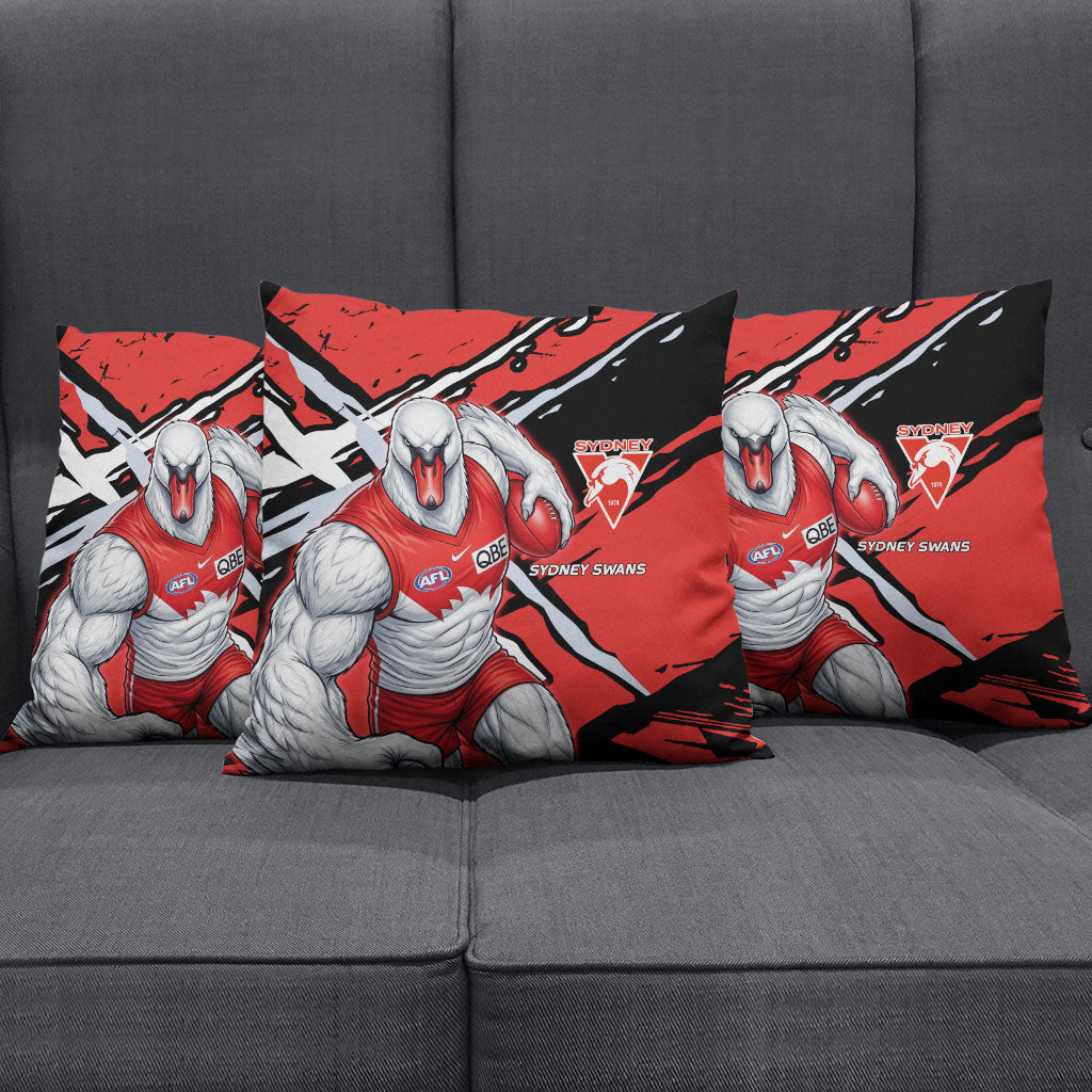Sydney Swans Football Club Pillow Cover Swans Muscular Mascot Graphic - Abstract Paint Splatter Art