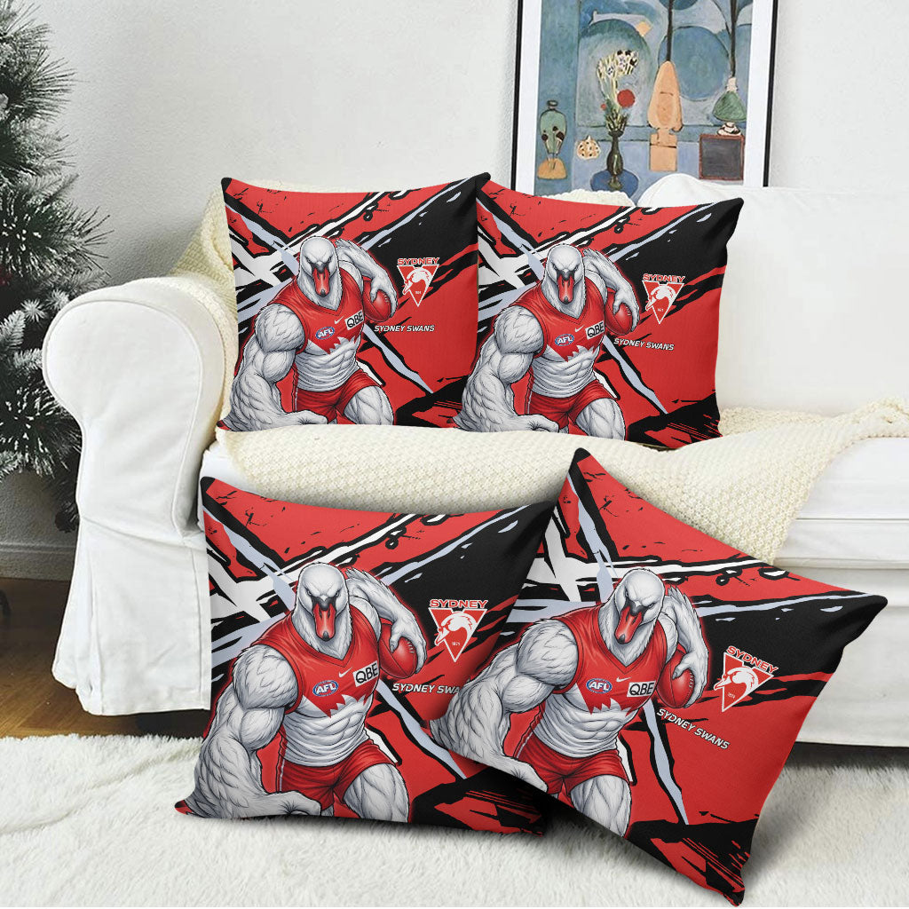 Sydney Swans Football Club Pillow Cover Swans Muscular Mascot Graphic - Abstract Paint Splatter Art