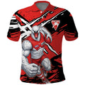 Sydney Swans Football Club Polo Shirt Swans Muscular Mascot Graphic - Abstract Paint Splatter Art