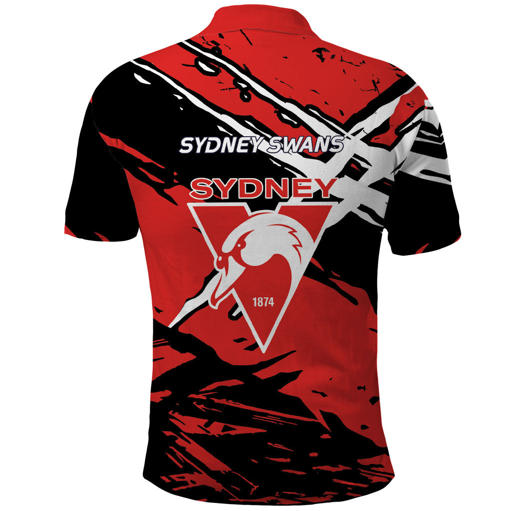 Sydney Swans Football Club Polo Shirt Swans Muscular Mascot Graphic - Abstract Paint Splatter Art