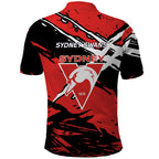 Sydney Swans Football Club Polo Shirt Swans Muscular Mascot Graphic - Abstract Paint Splatter Art
