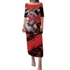 Sydney Swans Football Club Puletasi Swans Muscular Mascot Graphic - Abstract Paint Splatter Art