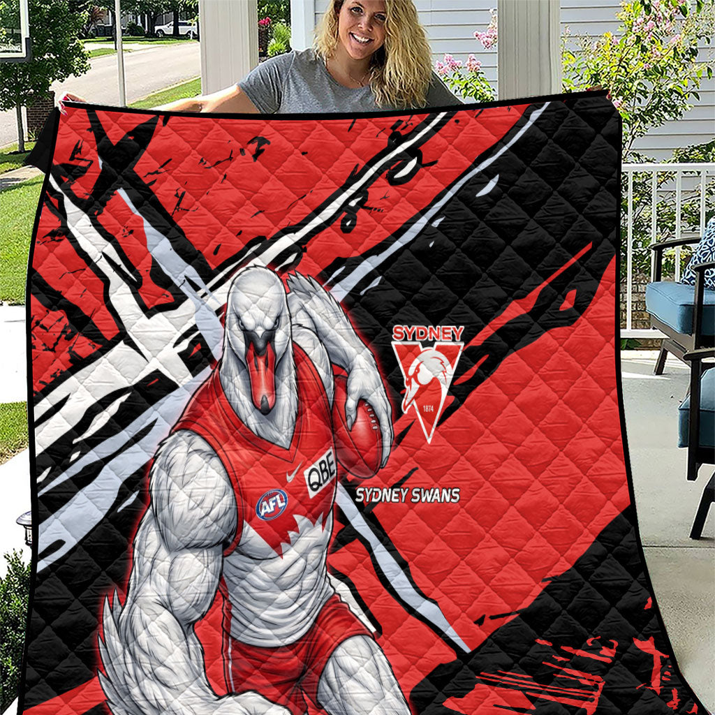 Sydney Swans Football Club Quilt Swans Muscular Mascot Graphic - Abstract Paint Splatter Art