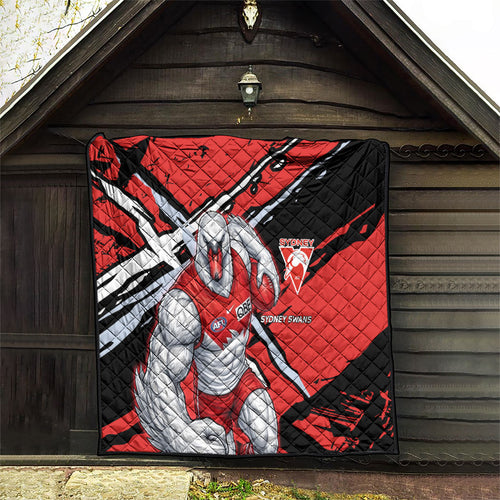 Sydney Swans Football Club Quilt Swans Muscular Mascot Graphic - Abstract Paint Splatter Art