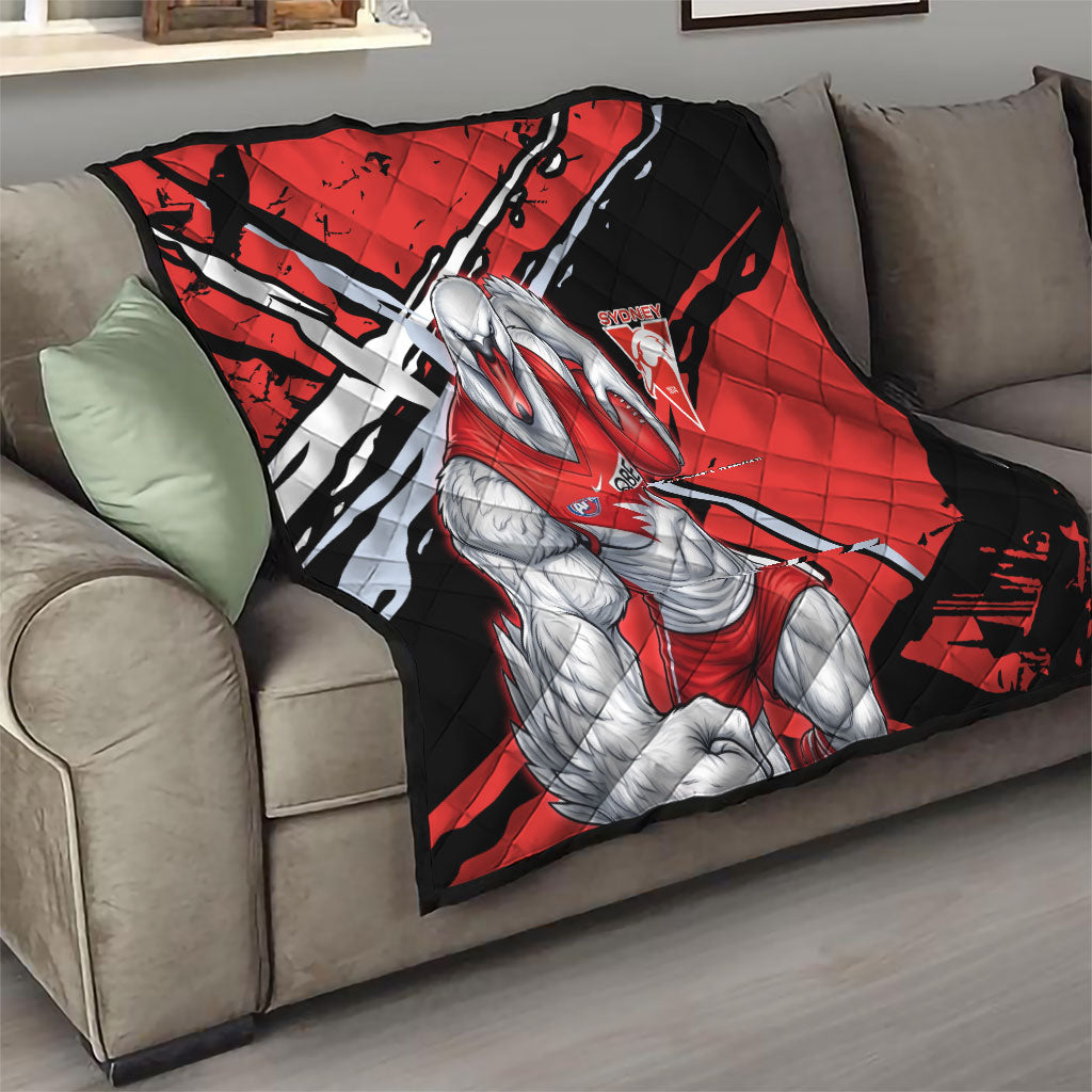 Sydney Swans Football Club Quilt Swans Muscular Mascot Graphic - Abstract Paint Splatter Art