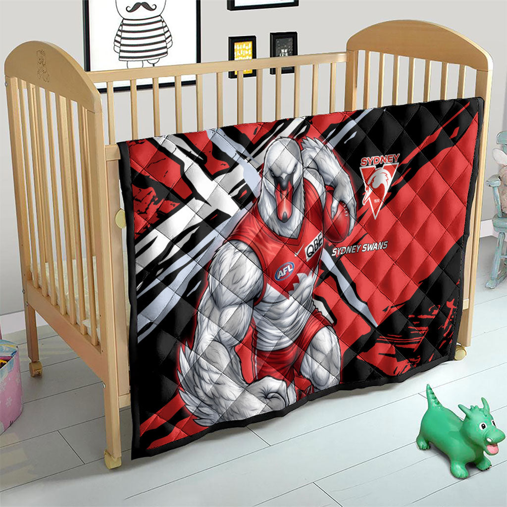 Sydney Swans Football Club Quilt Swans Muscular Mascot Graphic - Abstract Paint Splatter Art