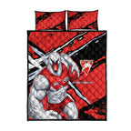 Sydney Swans Football Club Quilt Bed Set Swans Muscular Mascot Graphic - Abstract Paint Splatter Art