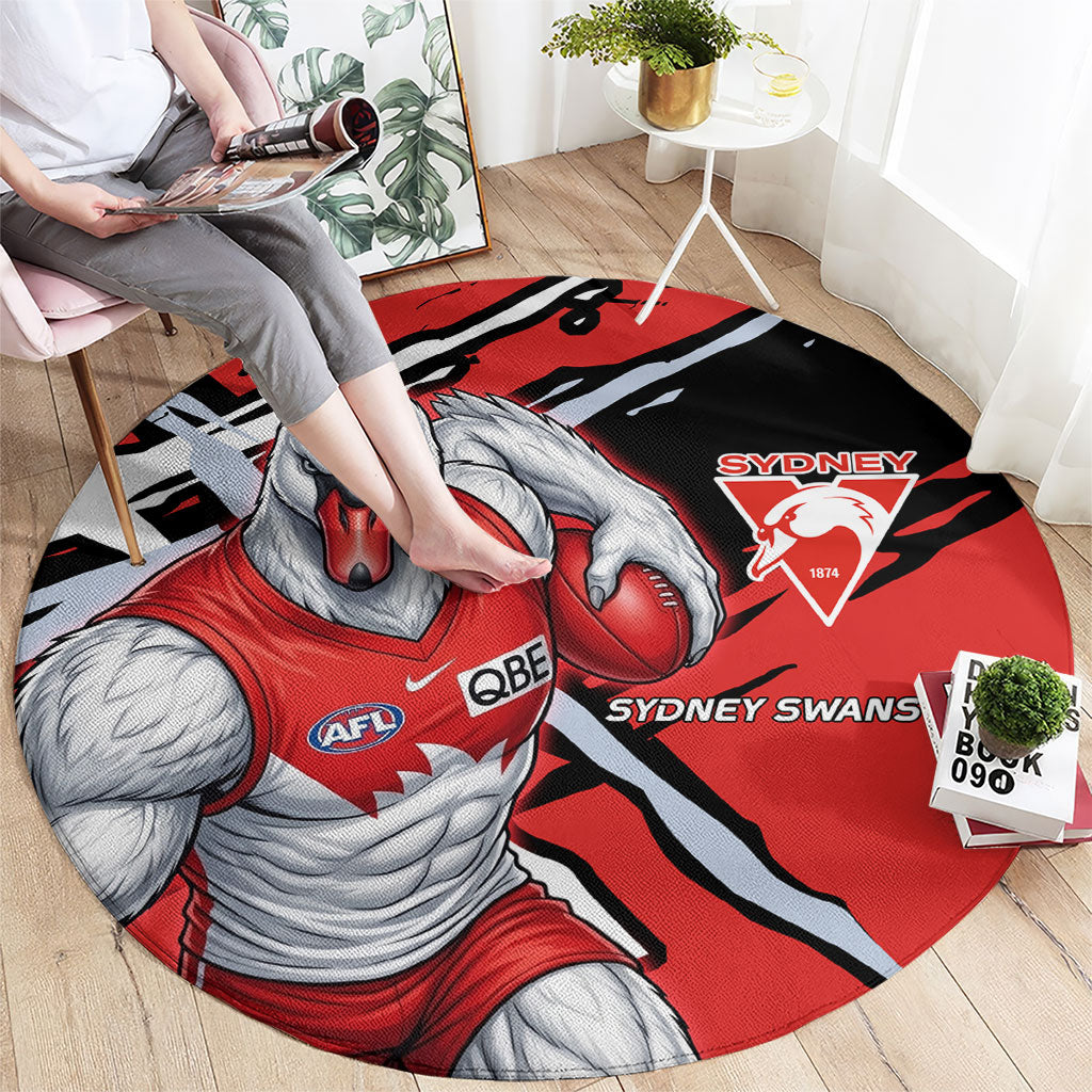 Sydney Swans Football Club Round Carpet Swans Muscular Mascot Graphic - Abstract Paint Splatter Art