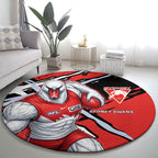 Sydney Swans Football Club Round Carpet Swans Muscular Mascot Graphic - Abstract Paint Splatter Art