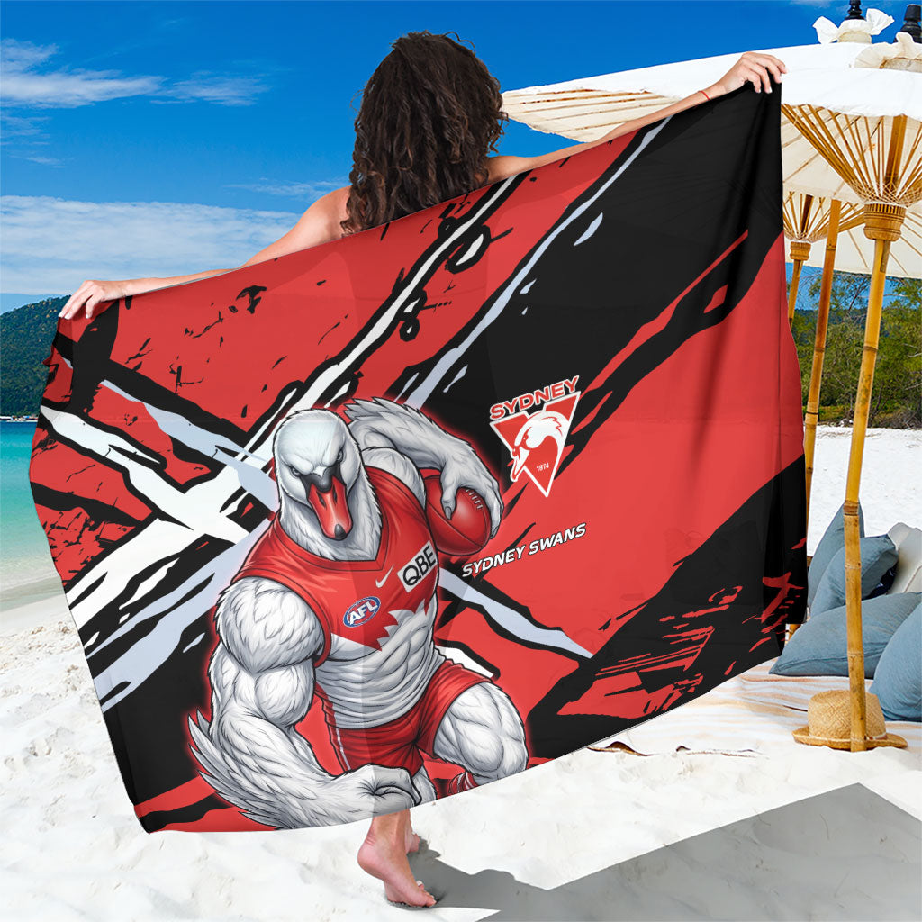 Sydney Swans Football Club Sarong Swans Muscular Mascot Graphic - Abstract Paint Splatter Art