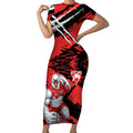 Sydney Swans Football Club Short Sleeve Bodycon Dress Swans Muscular Mascot Graphic - Abstract Paint Splatter Art