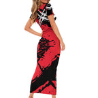 Sydney Swans Football Club Short Sleeve Bodycon Dress Swans Muscular Mascot Graphic - Abstract Paint Splatter Art