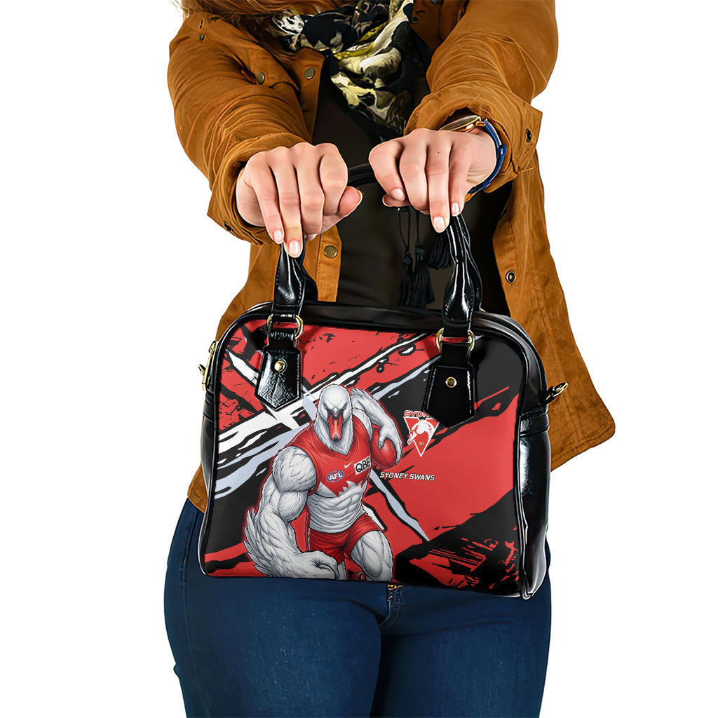Sydney Swans Football Club Shoulder Handbag Swans Muscular Mascot Graphic - Abstract Paint Splatter Art