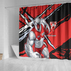 Sydney Swans Football Club Shower Curtain Swans Muscular Mascot Graphic - Abstract Paint Splatter Art
