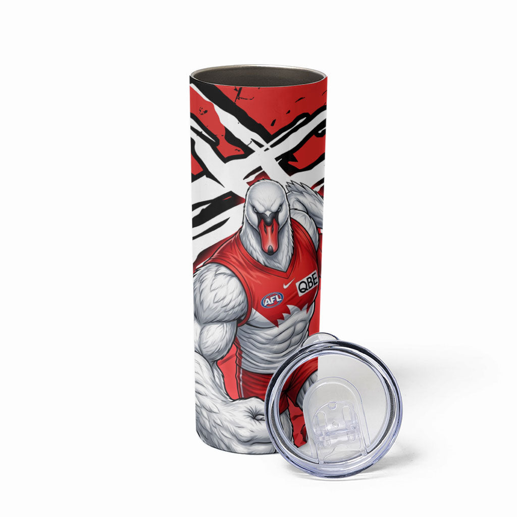 Sydney Swans Football Club Skinny Tumbler Swans Muscular Mascot Graphic - Abstract Paint Splatter Art