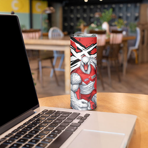 Sydney Swans Football Club Skinny Tumbler Swans Muscular Mascot Graphic - Abstract Paint Splatter Art