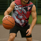 Sydney Swans Football Club Sleeveless Hoodie Swans Muscular Mascot Graphic - Abstract Paint Splatter Art