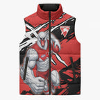Sydney Swans Football Club Sleeveless Puffer Jacket Swans Muscular Mascot Graphic - Abstract Paint Splatter Art
