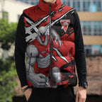 Sydney Swans Football Club Sleeveless Puffer Jacket Swans Muscular Mascot Graphic - Abstract Paint Splatter Art