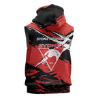 Sydney Swans Football Club Sleeveless Zip Hoodie Swans Muscular Mascot Graphic - Abstract Paint Splatter Art