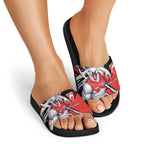 Sydney Swans Football Club Slide Sandals Swans Muscular Mascot Graphic - Abstract Paint Splatter Art