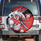 Sydney Swans Football Club Spare Tire Cover Swans Muscular Mascot Graphic - Abstract Paint Splatter Art