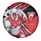 Sydney Swans Football Club Spare Tire Cover Swans Muscular Mascot Graphic - Abstract Paint Splatter Art
