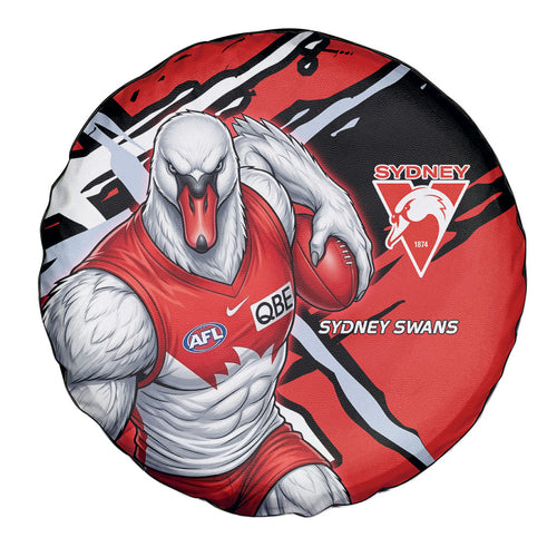 Sydney Swans Football Club Spare Tire Cover Swans Muscular Mascot Graphic - Abstract Paint Splatter Art
