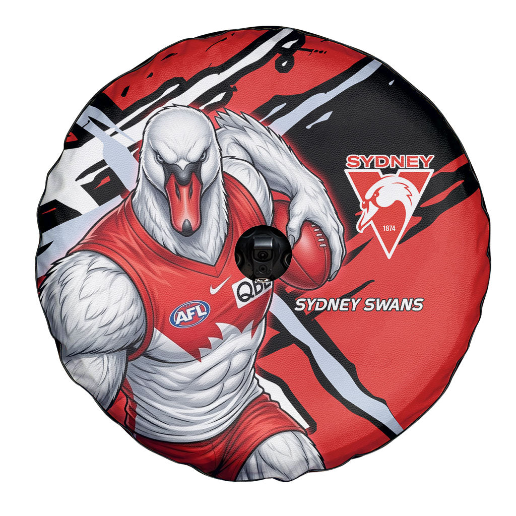Sydney Swans Football Club Spare Tire Cover Swans Muscular Mascot Graphic - Abstract Paint Splatter Art