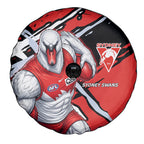 Sydney Swans Football Club Spare Tire Cover Swans Muscular Mascot Graphic - Abstract Paint Splatter Art
