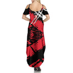 Sydney Swans Football Club Summer Maxi Dress Swans Muscular Mascot Graphic - Abstract Paint Splatter Art
