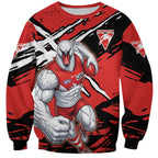 Sydney Swans Football Club Sweatshirt Swans Muscular Mascot Graphic - Abstract Paint Splatter Art