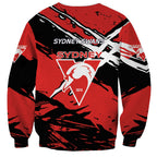 Sydney Swans Football Club Sweatshirt Swans Muscular Mascot Graphic - Abstract Paint Splatter Art