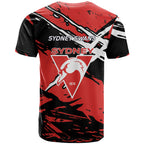 Sydney Swans Football Club T Shirt Swans Muscular Mascot Graphic - Abstract Paint Splatter Art