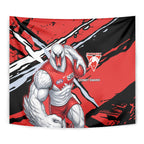 Sydney Swans Football Club Tapestry Swans Muscular Mascot Graphic - Abstract Paint Splatter Art