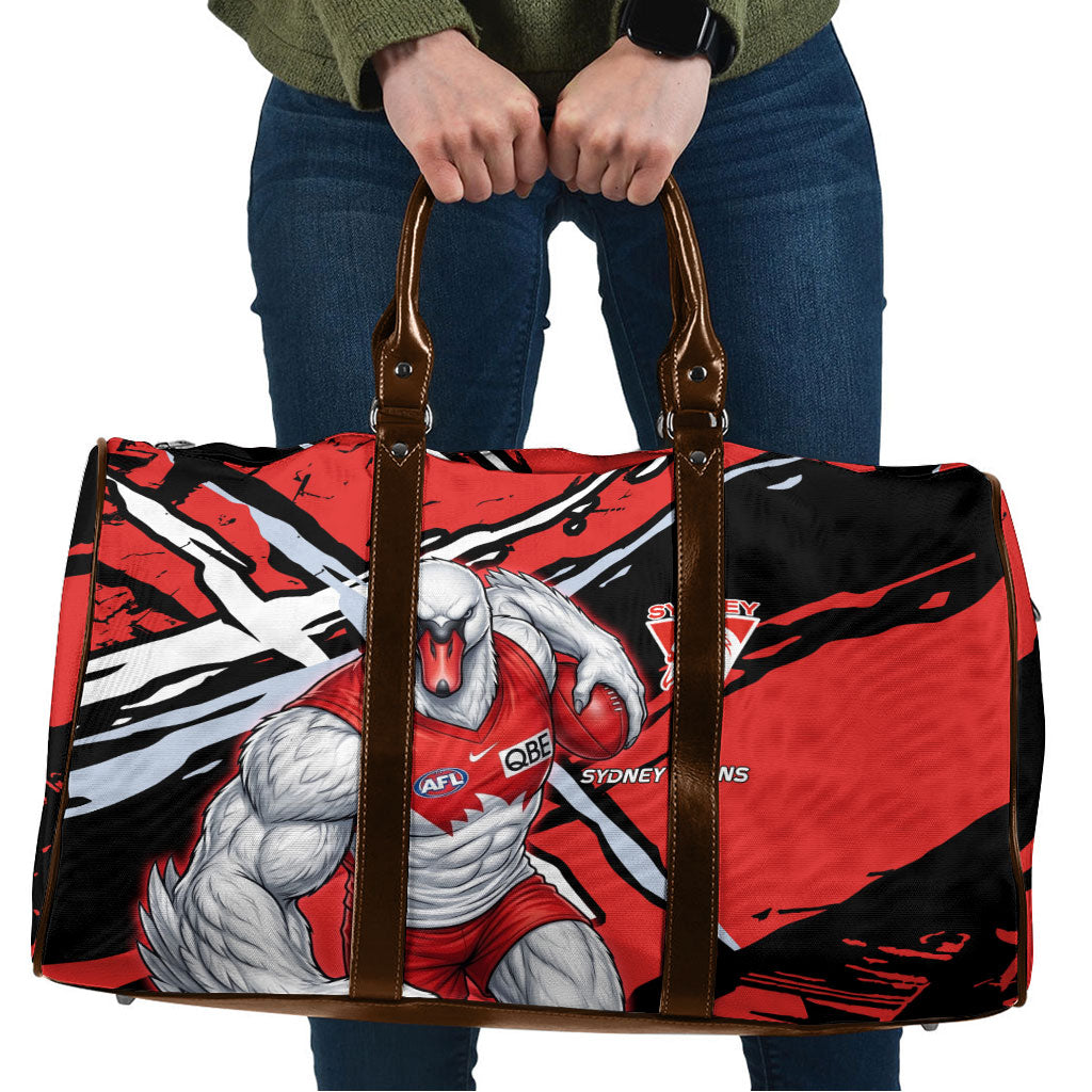 Sydney Swans Football Club Travel Bag Swans Muscular Mascot Graphic - Abstract Paint Splatter Art