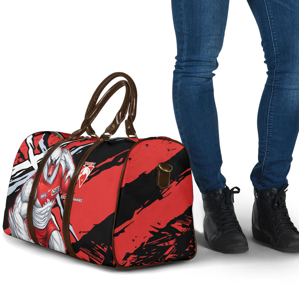 Sydney Swans Football Club Travel Bag Swans Muscular Mascot Graphic - Abstract Paint Splatter Art