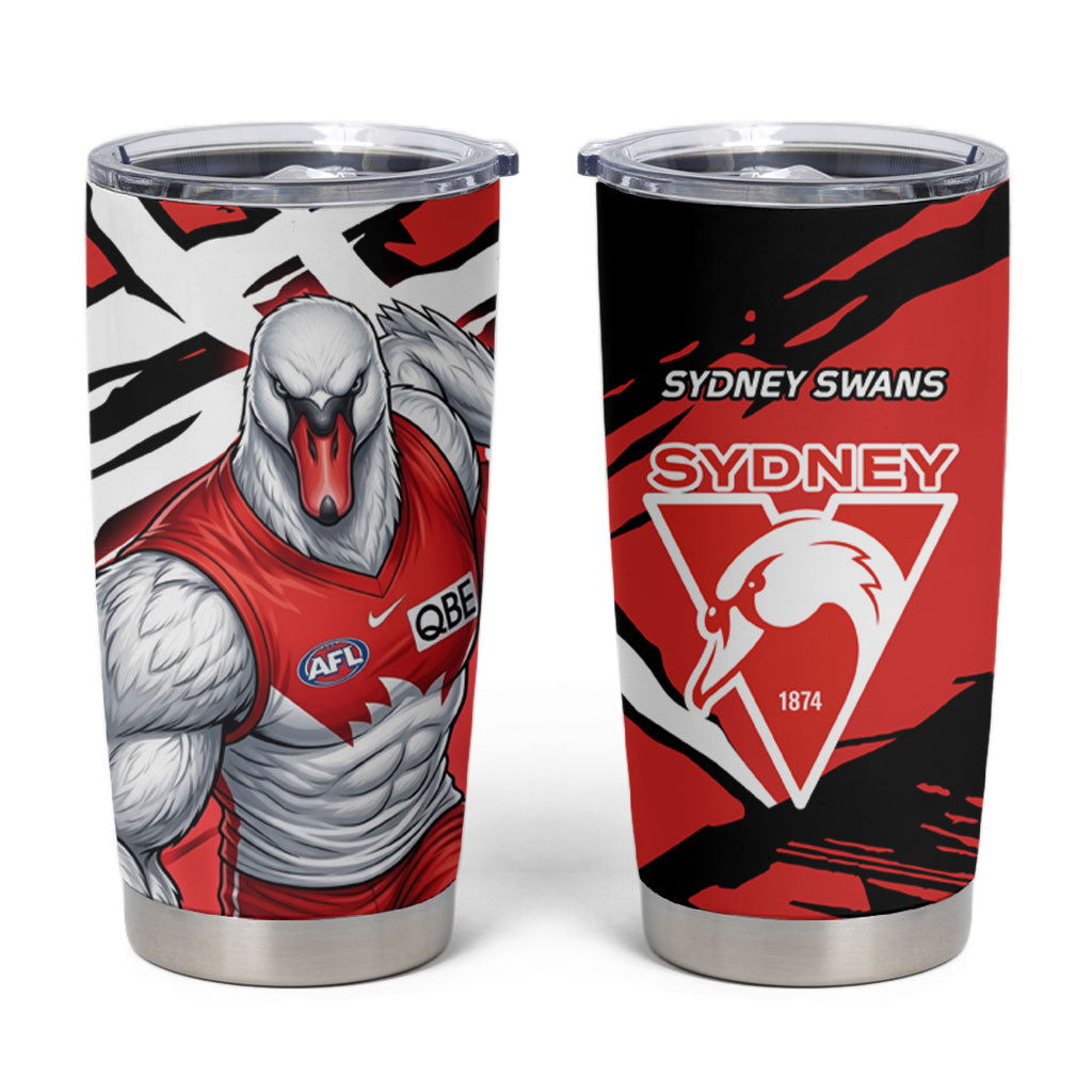 Sydney Swans Football Club Tumbler Cup Swans Muscular Mascot Graphic - Abstract Paint Splatter Art