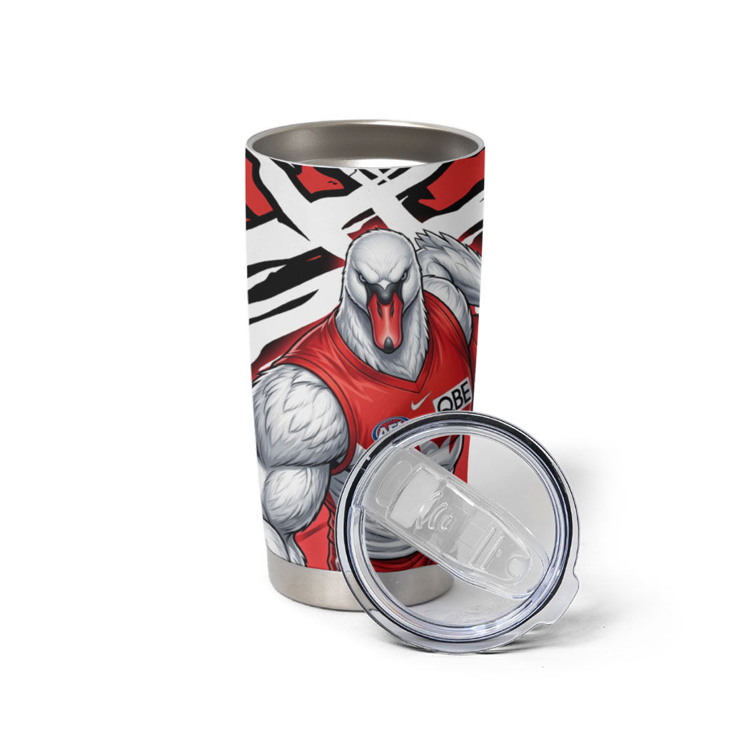 Sydney Swans Football Club Tumbler Cup Swans Muscular Mascot Graphic - Abstract Paint Splatter Art