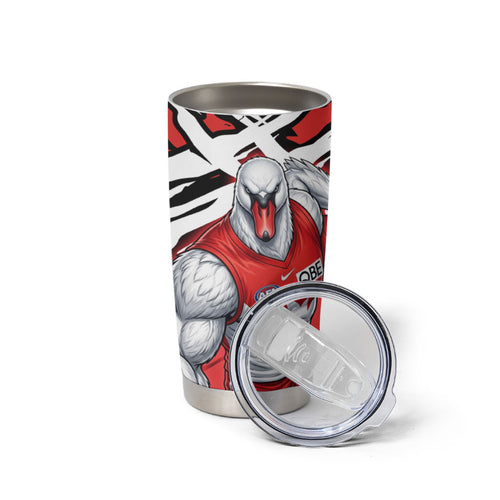 Sydney Swans Football Club Tumbler Cup Swans Muscular Mascot Graphic - Abstract Paint Splatter Art