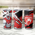 Sydney Swans Football Club Tumbler Cup Swans Muscular Mascot Graphic - Abstract Paint Splatter Art