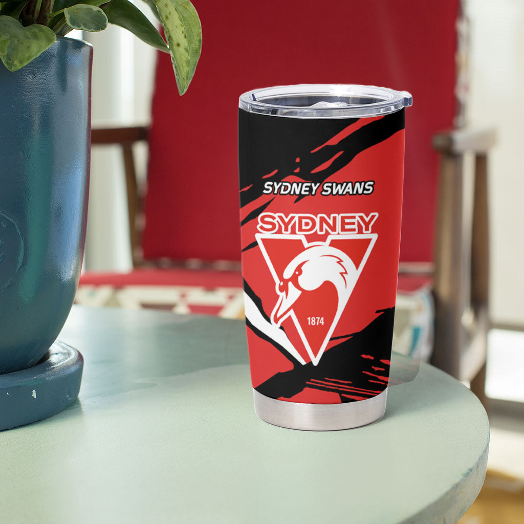 Sydney Swans Football Club Tumbler Cup Swans Muscular Mascot Graphic - Abstract Paint Splatter Art