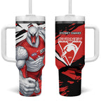 Sydney Swans Football Club Tumbler With Handle Swans Muscular Mascot Graphic - Abstract Paint Splatter Art