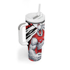 Sydney Swans Football Club Tumbler With Handle Swans Muscular Mascot Graphic - Abstract Paint Splatter Art