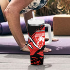 Sydney Swans Football Club Tumbler With Handle Swans Muscular Mascot Graphic - Abstract Paint Splatter Art