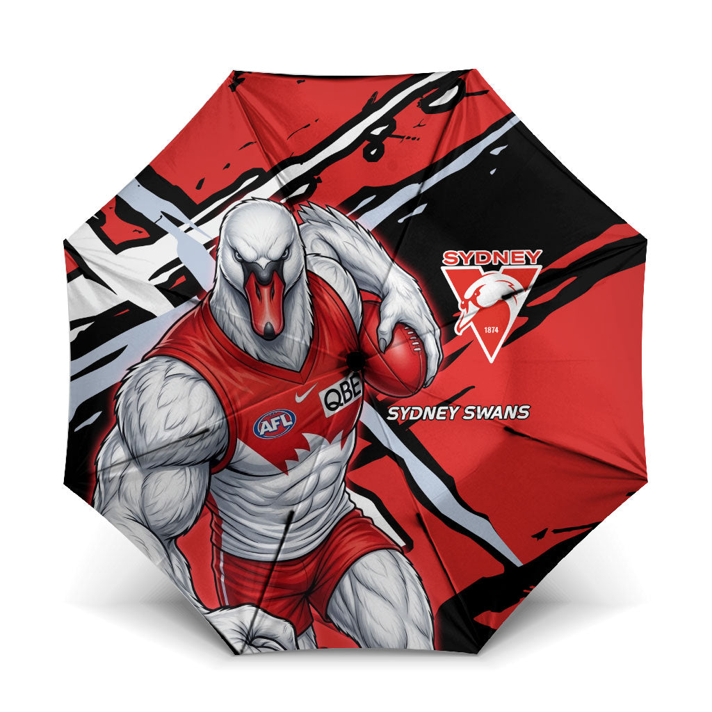 Sydney Swans Football Club Umbrella Swans Muscular Mascot Graphic - Abstract Paint Splatter Art