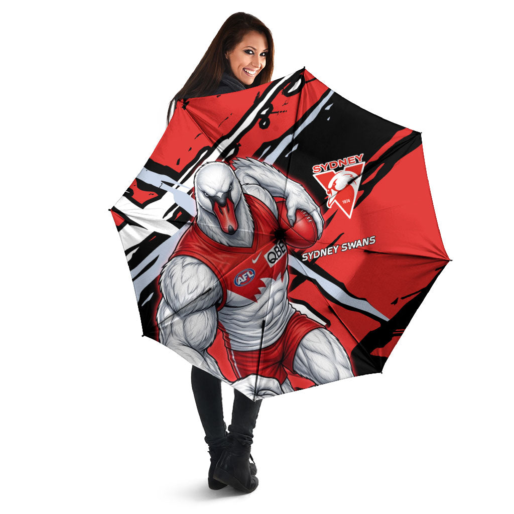 Sydney Swans Football Club Umbrella Swans Muscular Mascot Graphic - Abstract Paint Splatter Art