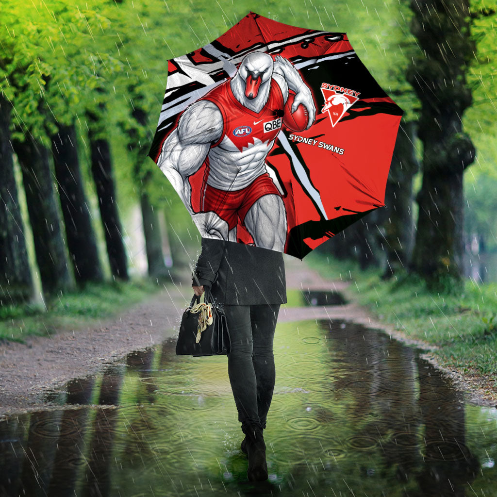 Sydney Swans Football Club Umbrella Swans Muscular Mascot Graphic - Abstract Paint Splatter Art